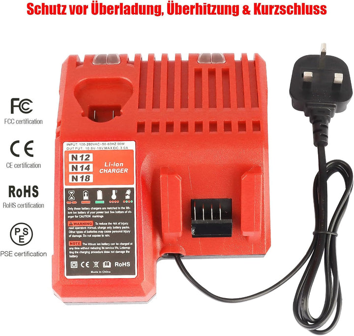 Waitley M12 &amp; M18 Ladegerät für Milwaukee M18 M12 akku
