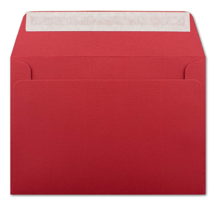 500 gerippte Briefumschläge DIN C6 Rot - 11,4 x 16,2 cm - 100 g/m² Post-umschlag ohne Fenster Haftkl