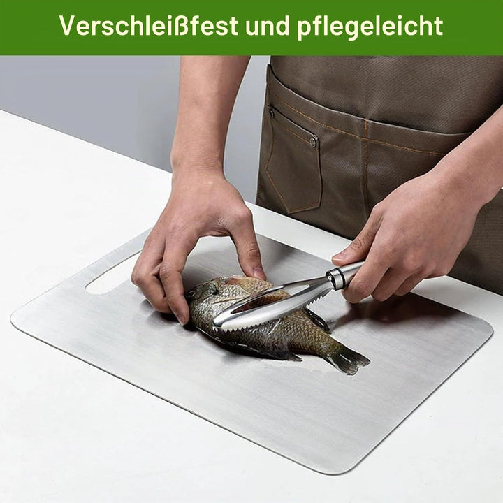 2 Pcs Titan Schneidebrett, S304 Schneidebrett Edelstahl, BPA-frei Doppelseitiges Lebensmittel Grade