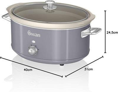 Swan Retro SF17031GRN Slow Cooker 6,5L Abnehmbarer Kochbehälter, PFOA- und PTFE-freier Keramischer A
