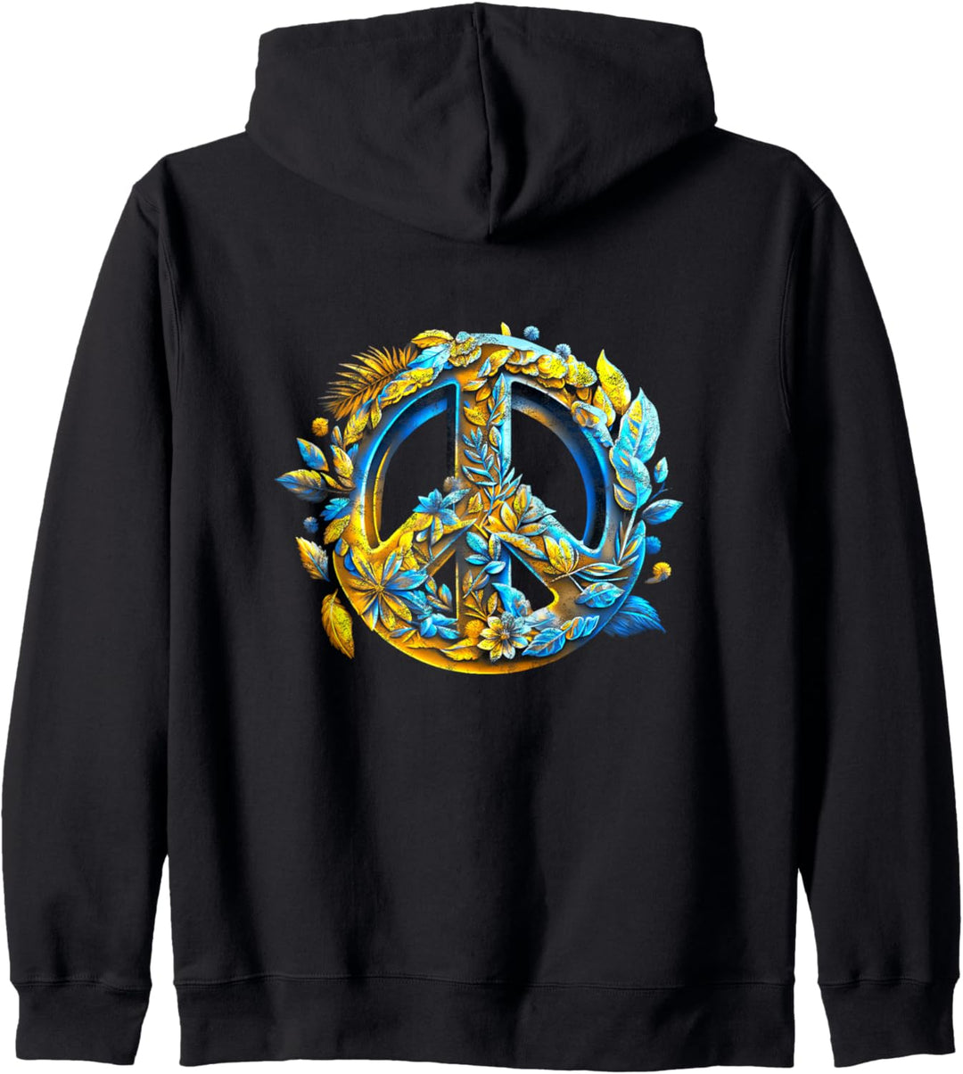Friedenszeichen, Ukraine-Farben, Blumenkraft, Freiheit, Vintage Kapuzenjacke