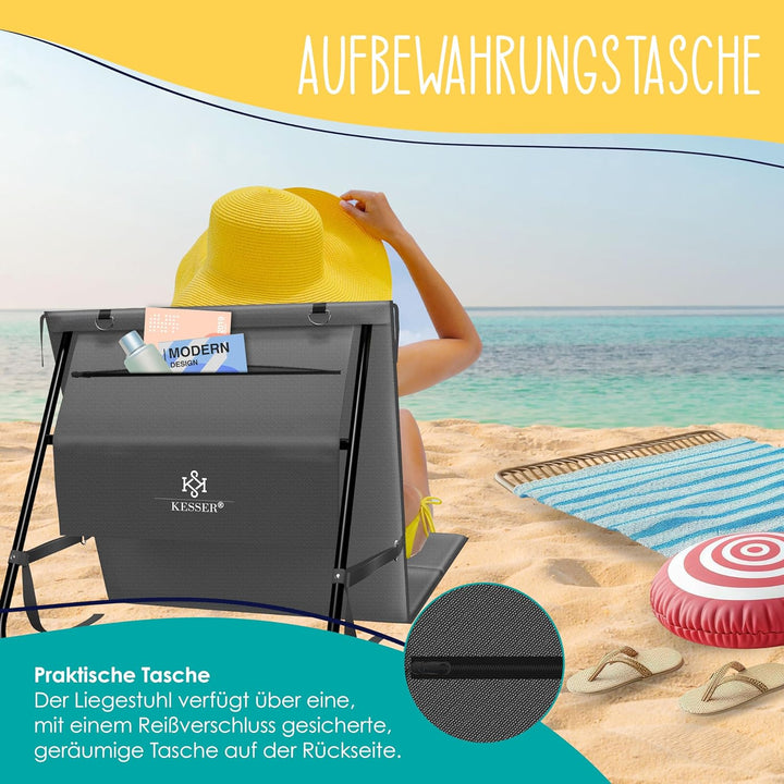 KESSER® 2er Set Strandmatte klappbar mit Verstellbarer Rückenlehne, Tragegurt, wasserdichter Tasche