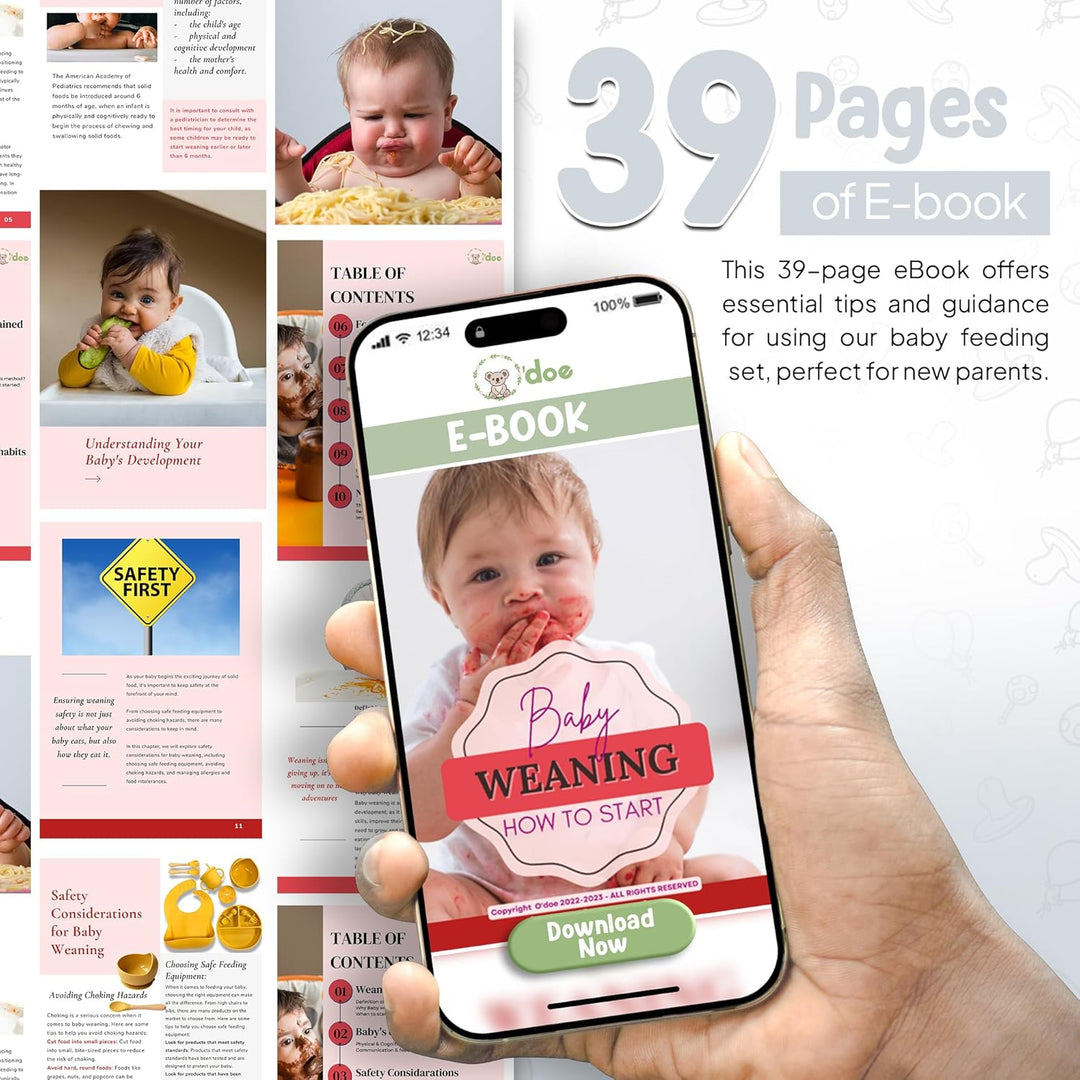 O'doe 11-teilig Baby LED-Entwöhnungszubehör für Kleinkinder, Babyfütterungsset | Saugnapf-Silikon-Ba