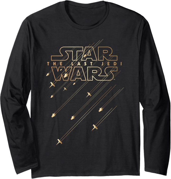 Star Wars Last Jedi Gold Platinum Rebel Fleet Logo Langarmshirt