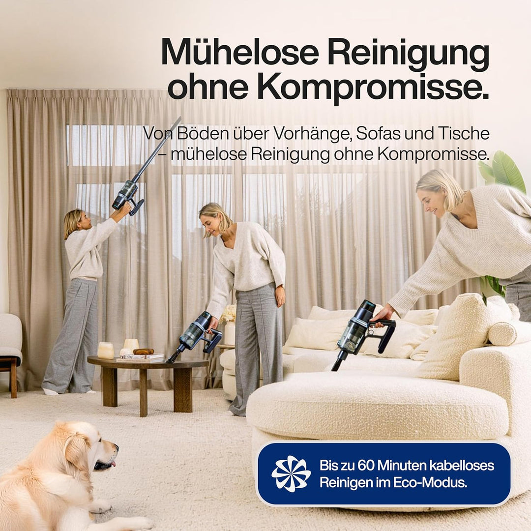Samako CleanDetect Handstaubsauger Akku – 450W Leistungsstarker Stielstaubsauger mit LED-Schmutzerke