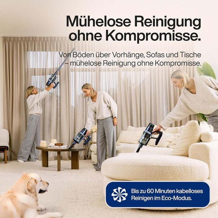 Samako CleanDetect Handstaubsauger Akku – 450W Leistungsstarker Stielstaubsauger mit LED-Schmutzerke