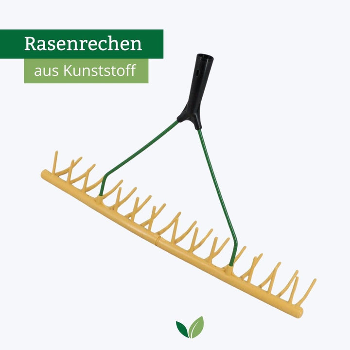 Rekord Rasenrechen 64 cm, Stabiler Kunststoff-Rechen mit 16 und 12 Zinken, ohne Stiel - Gartenrechen