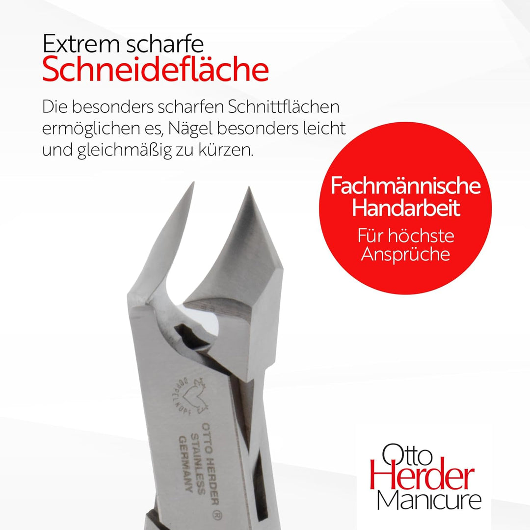 Otto Herder Manicure Fussnagelzange aus rostfreiem Edelstahl, Kopfschneider Nagelzange 14 cm, für st
