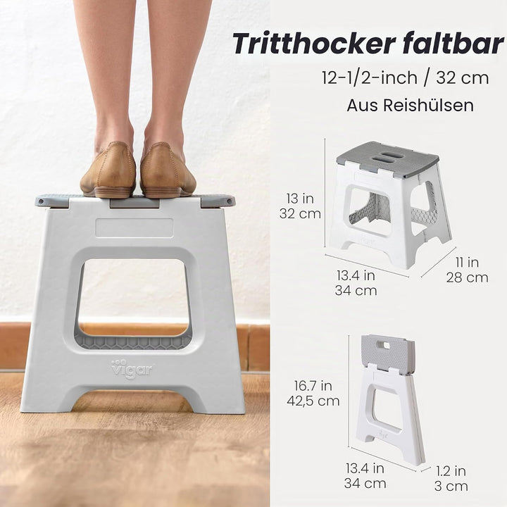 VIGAR - Zusammenklappbarer Hocker - Modell Compact Zeroline - 32 cm Höhe - 80% recycelter Kunststoff