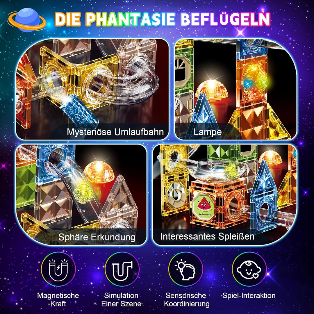 Herenear Magnetische Bausteine, 69 Teile 3D Leuchtenden Magnete Konstruktion Bauen Blöcke, 3D Magnet
