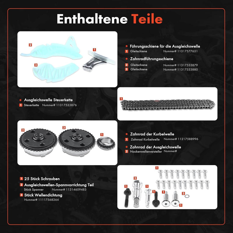 Steuerkettensatz Steuerkette für 1er E81 E87 F20 F21 3er F30 F35 F80 F31 E46 E90 Berlingo C3 C4 C5 D