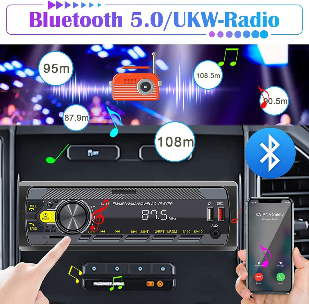 Hikity Autoradio mit Bluetooth Freisprecheinrichtung,Auto Radio 1Din Bluetooth Stereo MP3 Player mit