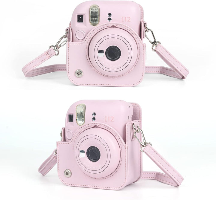 Crefotu Tasche Hülle mit 256 Taschen Fotoalbum für für Fujifilm Instax Mini 12 Sofortbildkamera (Ros