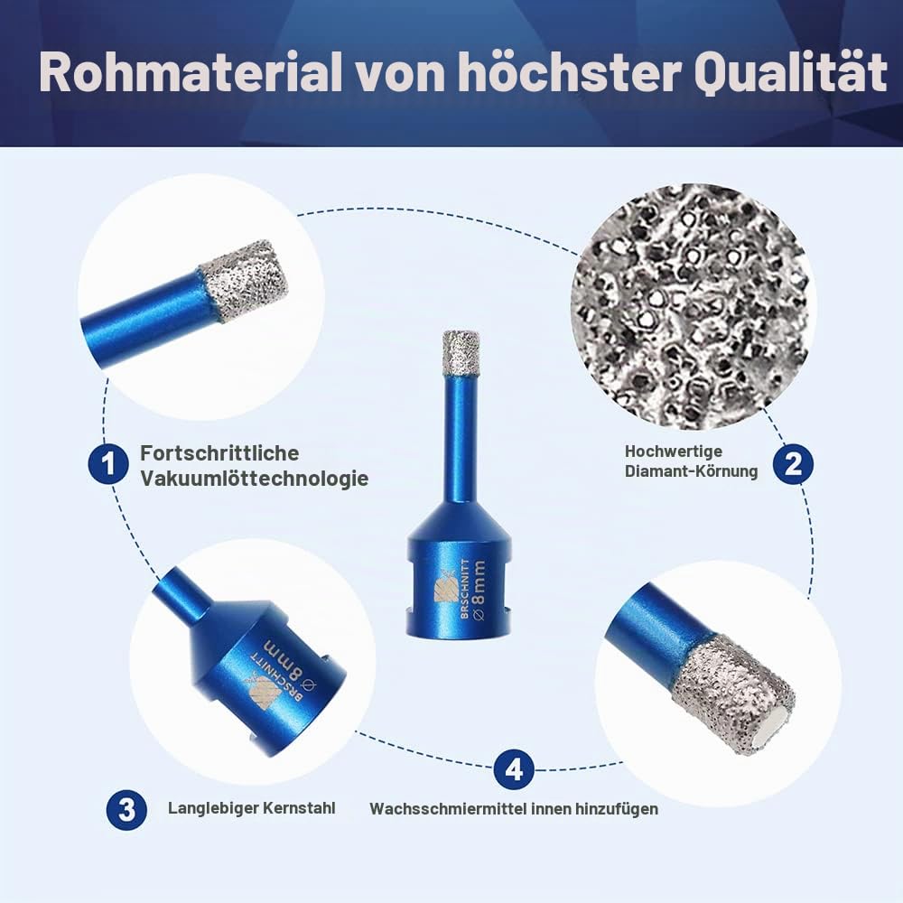 Diamant Fliesenbohrer 8mm - 5 stücke M14 Diamantbohrer Lochsäge für Fliesen Porzellan Keramik Marmor