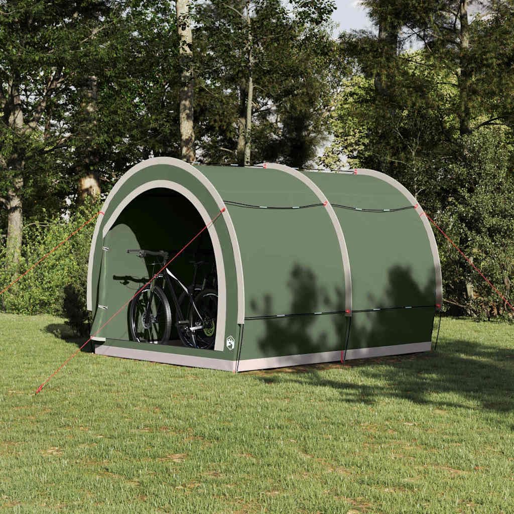 vidaXL Fahrradgarage mit Dach Grün 256 x 222 x 182 cm TAFT, Garten und Terrasse, robuster Fahrrad-Ze