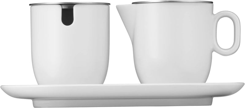 WMF Barista Zuckerdose 130 ml und Sahne-/ Milchkännchen Porzellan 170 ml mit Deckeln Set 3-teilig mi