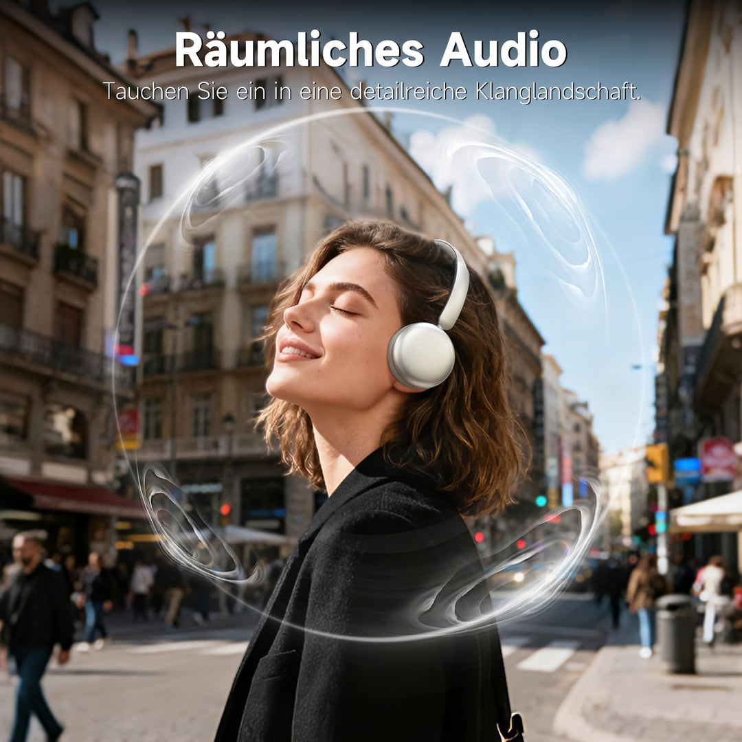 MiniGo Bluetooth Kopfhörer Over-Ear mit 80h Spielzeit, Noise Cancelling Kopfhörer Over Ear/ENC, Blue