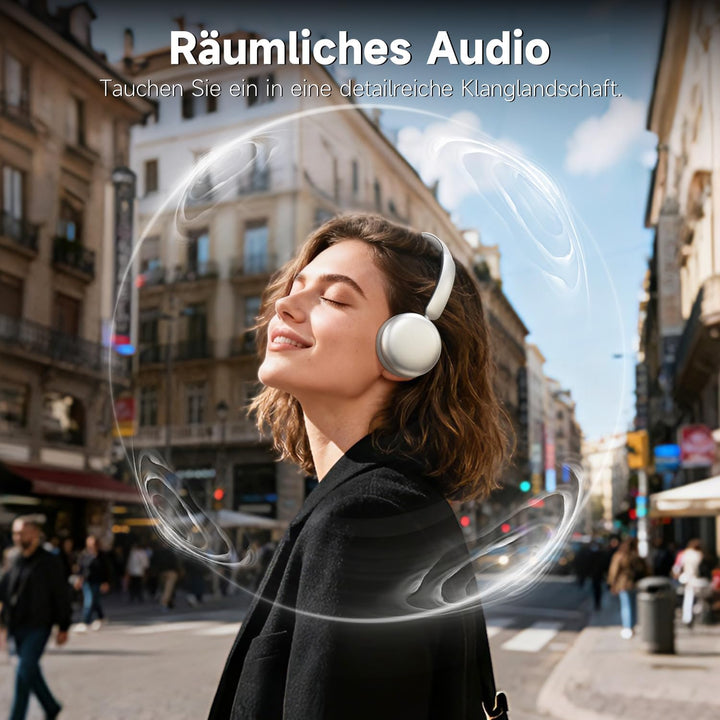 MiniGo Bluetooth Kopfhörer Over-Ear mit 80h Spielzeit, Noise Cancelling Kopfhörer Over Ear/ENC, Blue