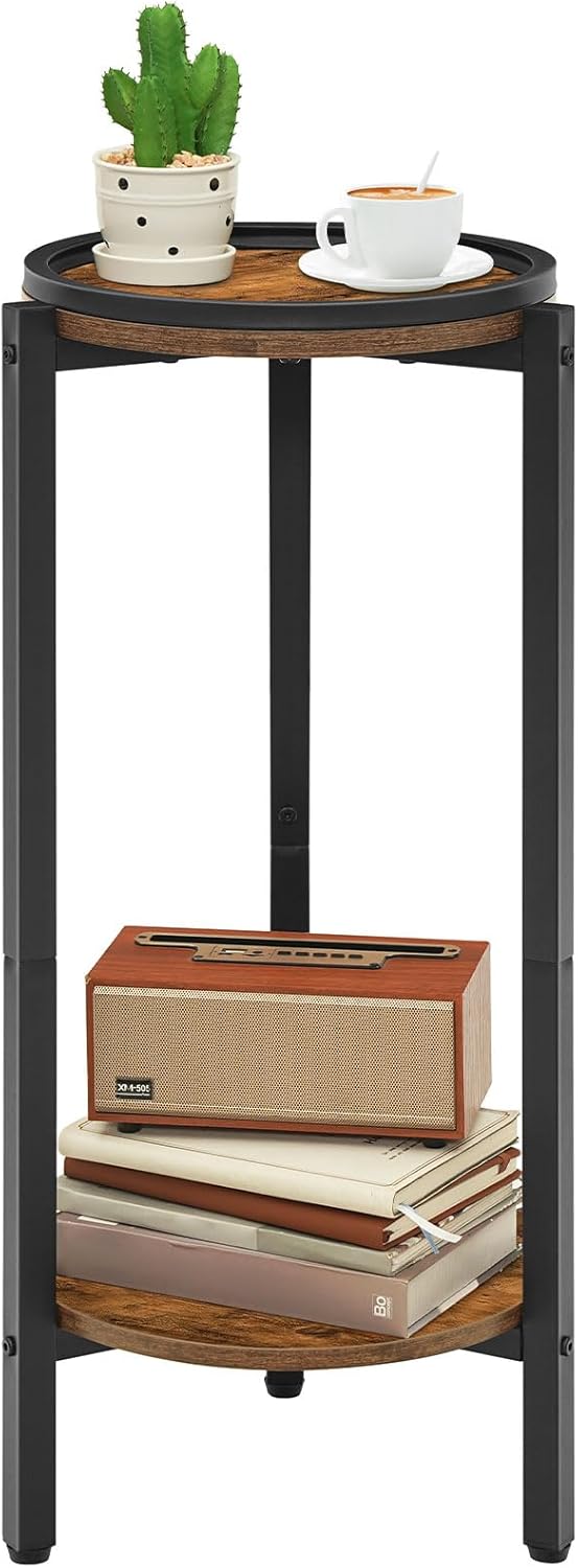 HOOBRO Beistelltisch, Kleiner Tisch, 2-stufiger runder Couchtisch, Sofatisch, Getränketisch, für kle
