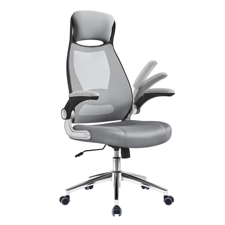 SONGMICS Bürostuhl, Drehstuhl, Chefsessel mit klappbaren Armlehnen, Kopf- und Lendenstütze, neigbar,
