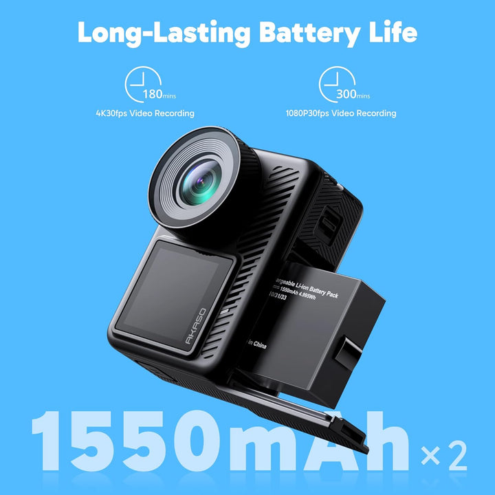 AKASO Action Cam 4K60FPS-Unterwasserkamera 20MP 60M Wasserdicht SuperSmooth Stabilisierung EIS 4.0,W