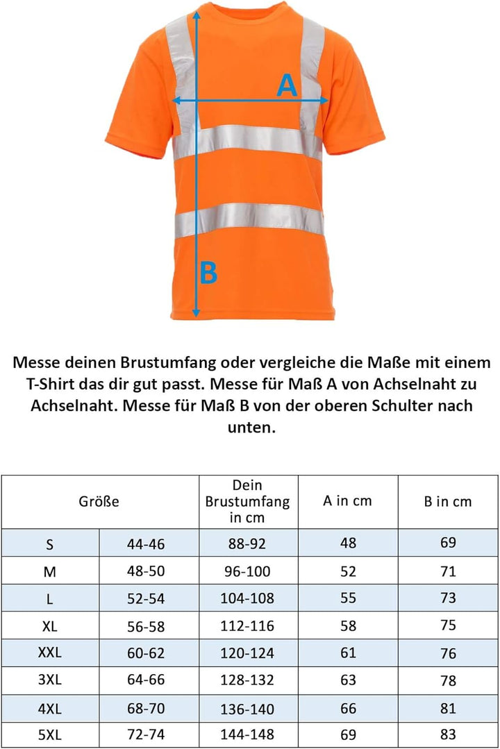 Mivaro Herren Warnschutz T-Shirt in Neon Gelb/Orange Hohe Sichtbarkeit durch Reflexstreifen EN ISO 2