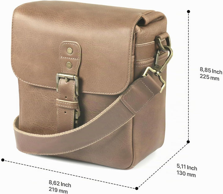 MegaGear MG1702 Torres Mini Kameratasche - Kuriertasche aus echtem Leder für Spiegellose, Sofortbild