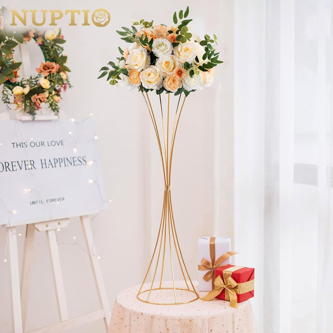 Nuptio 10 Stück Gold Hochzeit Mittelstücke Tischvase, 79cm Hoch Metall Trompete Vase, Strasse Führen
