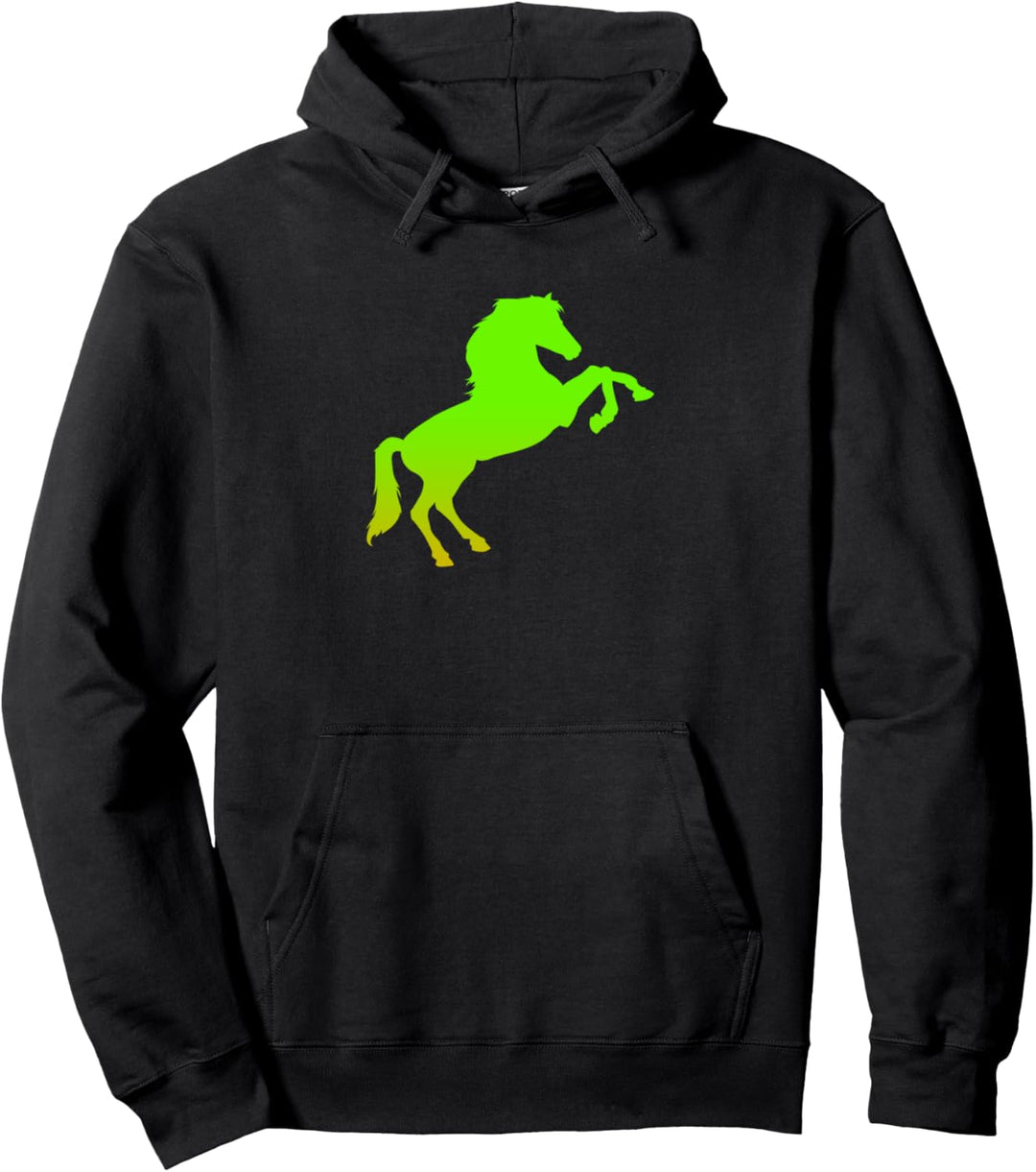 Grün und Gelb Springen Pferd Grafik Kinder Pullover Hoodie