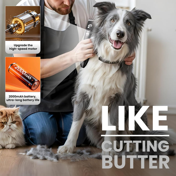 Hundeschermaschine für die Fellpflege, 3 Geschwindigkeiten, geräuscharm, schnurlos, Haustierpflegese