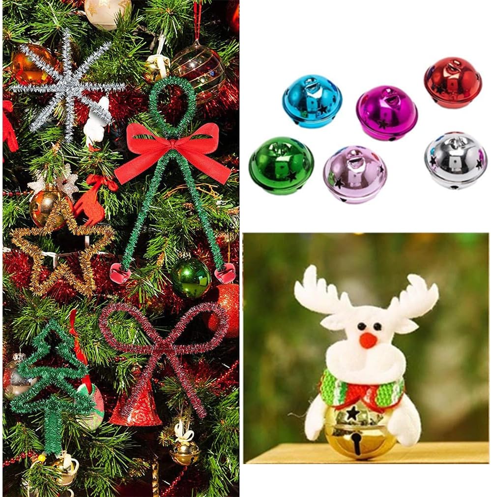 50 Stück 40MM Gross Metallglöckchen Schellen Glocken Bunt Glöckchen Glocke Mehrfarbig Anänger Glocke