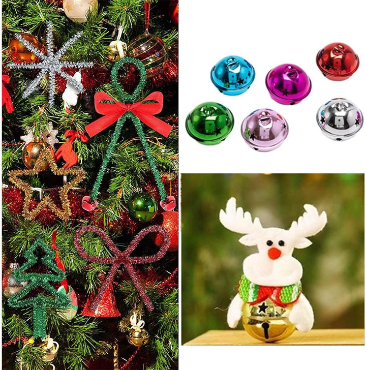 50 Stück 40MM Gross Metallglöckchen Schellen Glocken Bunt Glöckchen Glocke Mehrfarbig Anänger Glocke