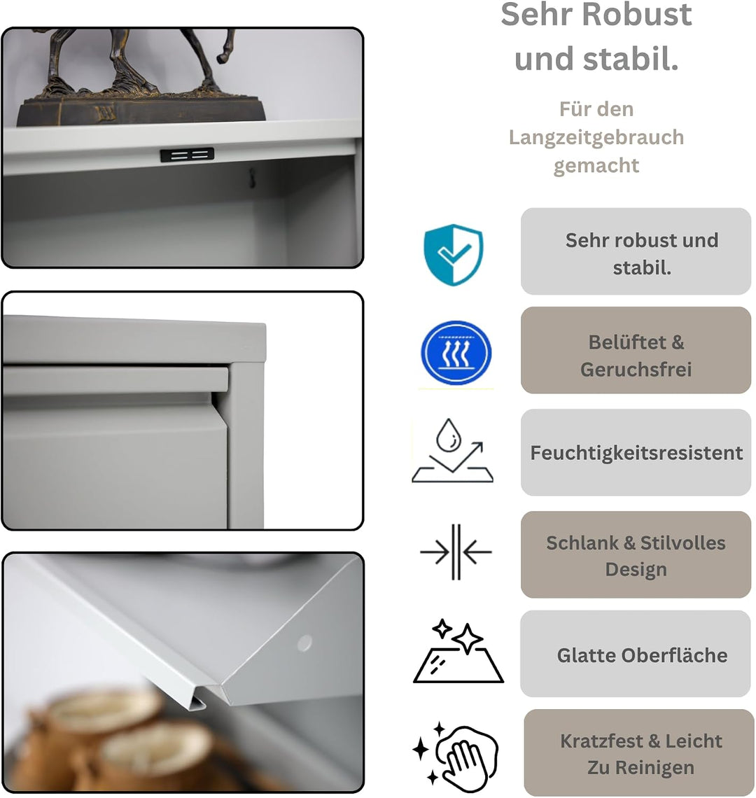 furni24 Schuhschrank, 5 Klappen, Metall, 10–14 Paar, wandmontierbar, vormontiert – Grau 5 Klappen Gr