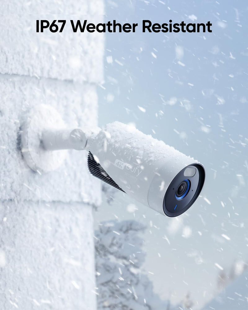 eufy Security eufyCam E330 Überwachungskamera aussen 4 Set, 4K, 24/7 Aufnahme, Netzstrombetrieben, W