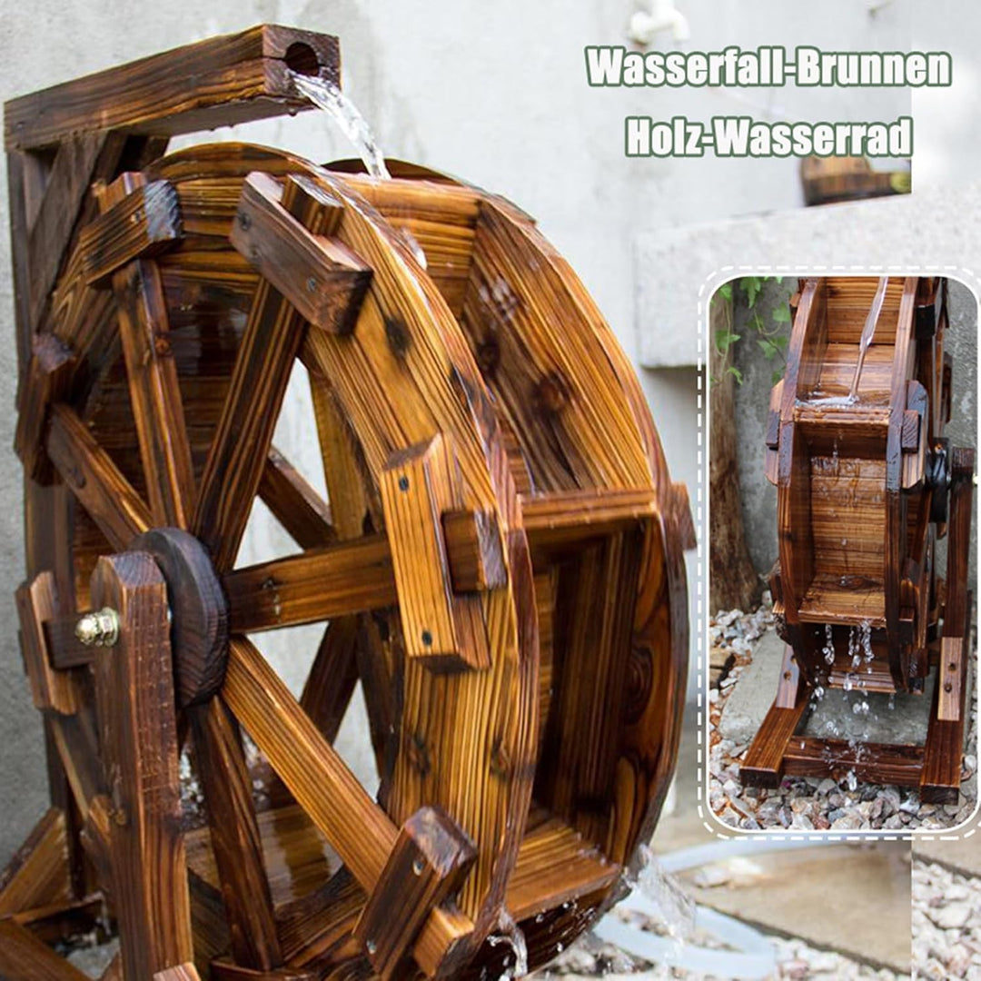 Holz Wasserrad Wasserspiel Springbrunnen Garten-Deko,Wassermühle Gartendekoration Wasserbrunnen Frei