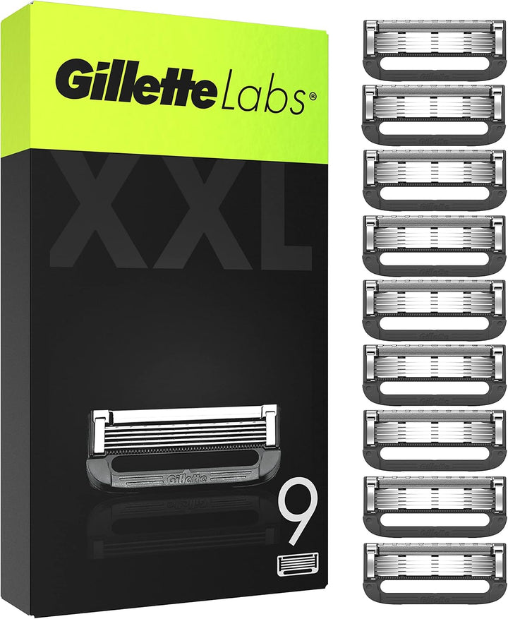 Gillette Labs Rasierklingen, 9 Ersatzklingen & Labs Nassrasierer Herren, Rasierer mit Reinigungs-Ele