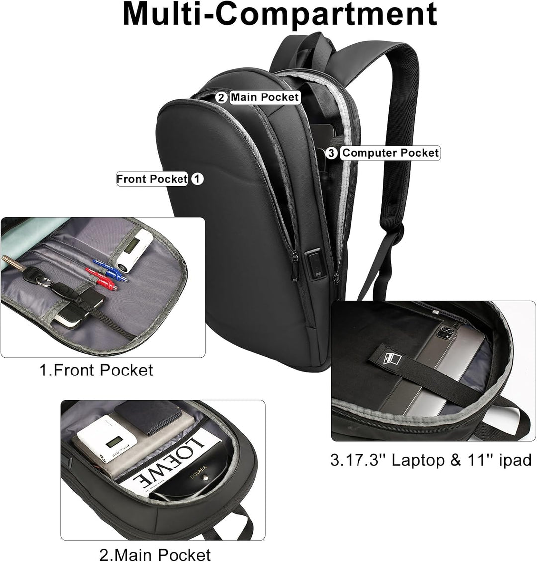 Rucksack Herren Wasserdicht Laptop Rucksack 17 zoll Business Rucksack Gross mit USB-Anschluss Backpa