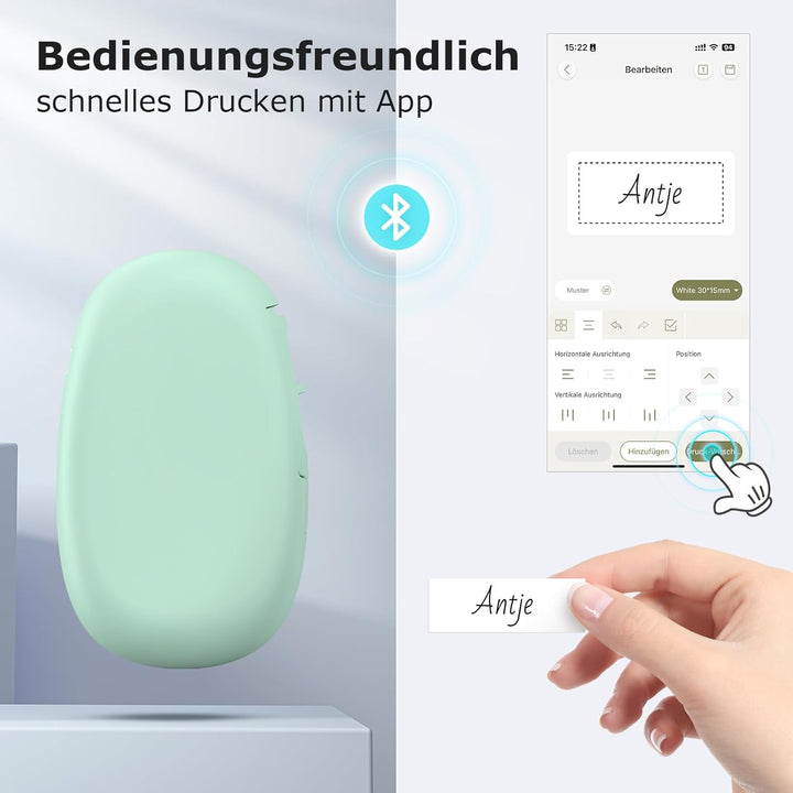 SUPVAN E10 Etikettendrucker - Selbstklebend USB aufladbares Thermo-Beschriftungsgerät, Mini Bluetoot