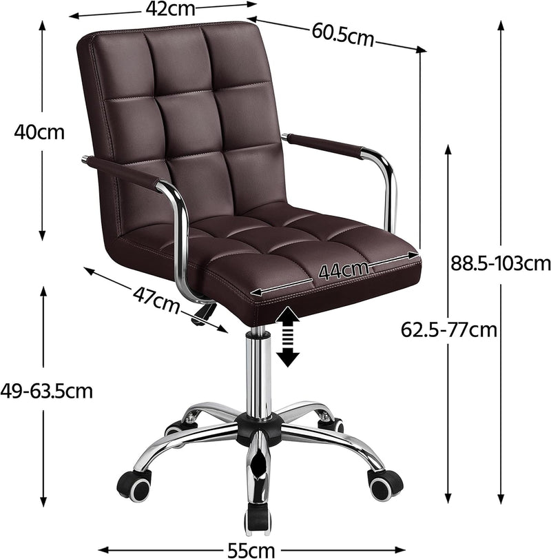 Yaheetech Bürostuhl, ergonomischer Schreibtischstuhl, Drehstuhl aus Kunstleder, höhenverstellbar Che