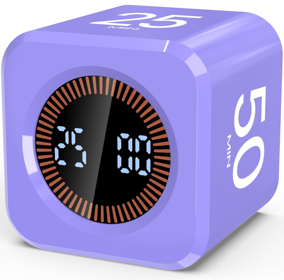 Pomodoro Timer Cube, Visueller Würfel-Timer für Kinder, Digitale LED Drehbarer Timer mit 5/10/25/50
