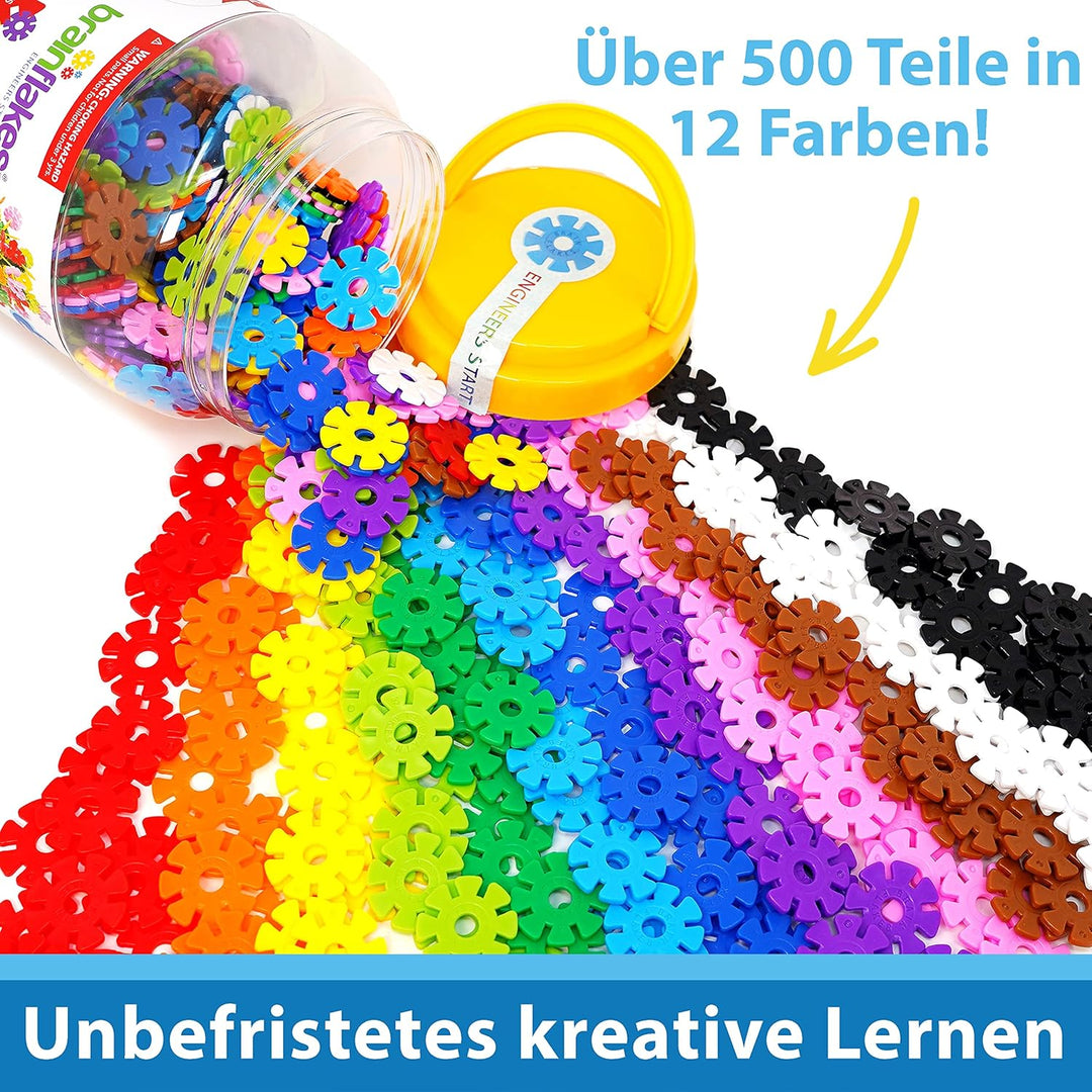 Brain Flakes 500er-Set, ab 3 Jahren - Ineinandergreifendes Kunststoff-Scheibenspielzeug für kreative