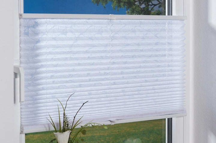 K-home Klemmfix-Plissee , Ausbrenner Stoff, weiss, 40 x 210 cm (B x L) Ausbrenner Stoff Weiss B40 x