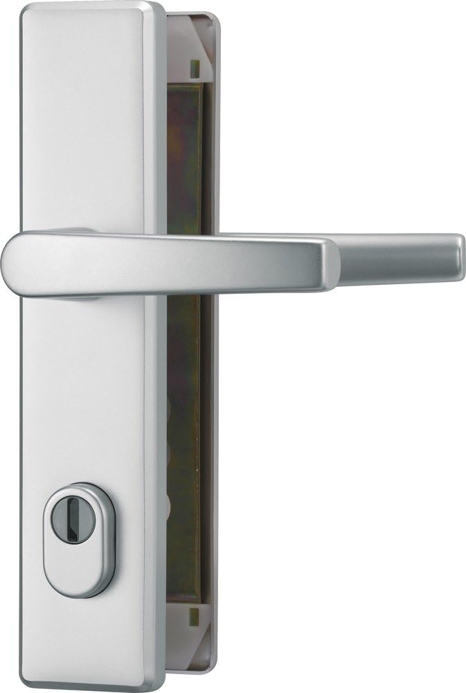 ABUS Tür-Schutzbeschlag HLZS814 F1 aluminium mit Zylinderschutz & beidseitigem Drücker eckig 20736 B