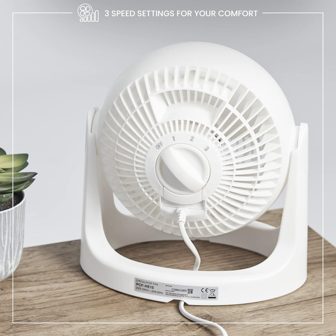 Iris Ohyama Woozoo, Leiser, leistungsstarker & tragbarer Tischventilator, 13m², Reichweite 12m, Vert