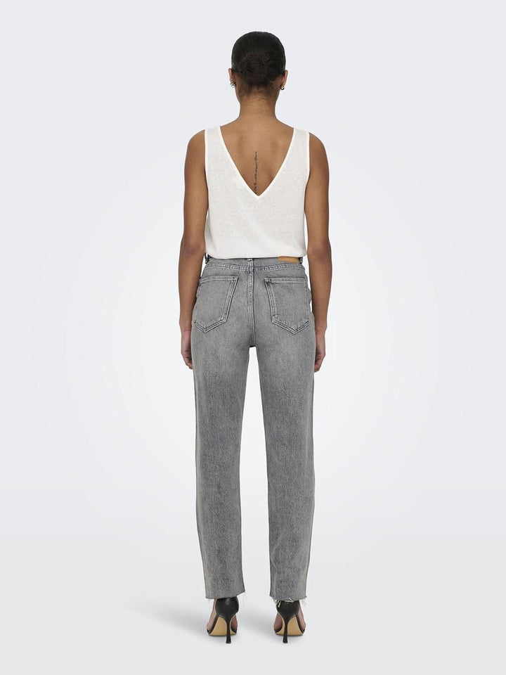 ONLY Female Straight-Fit Jeans ONLEMILY Hohe Taille Gerade geschnitten Jeans 25W / 32L Grey Denim, 2