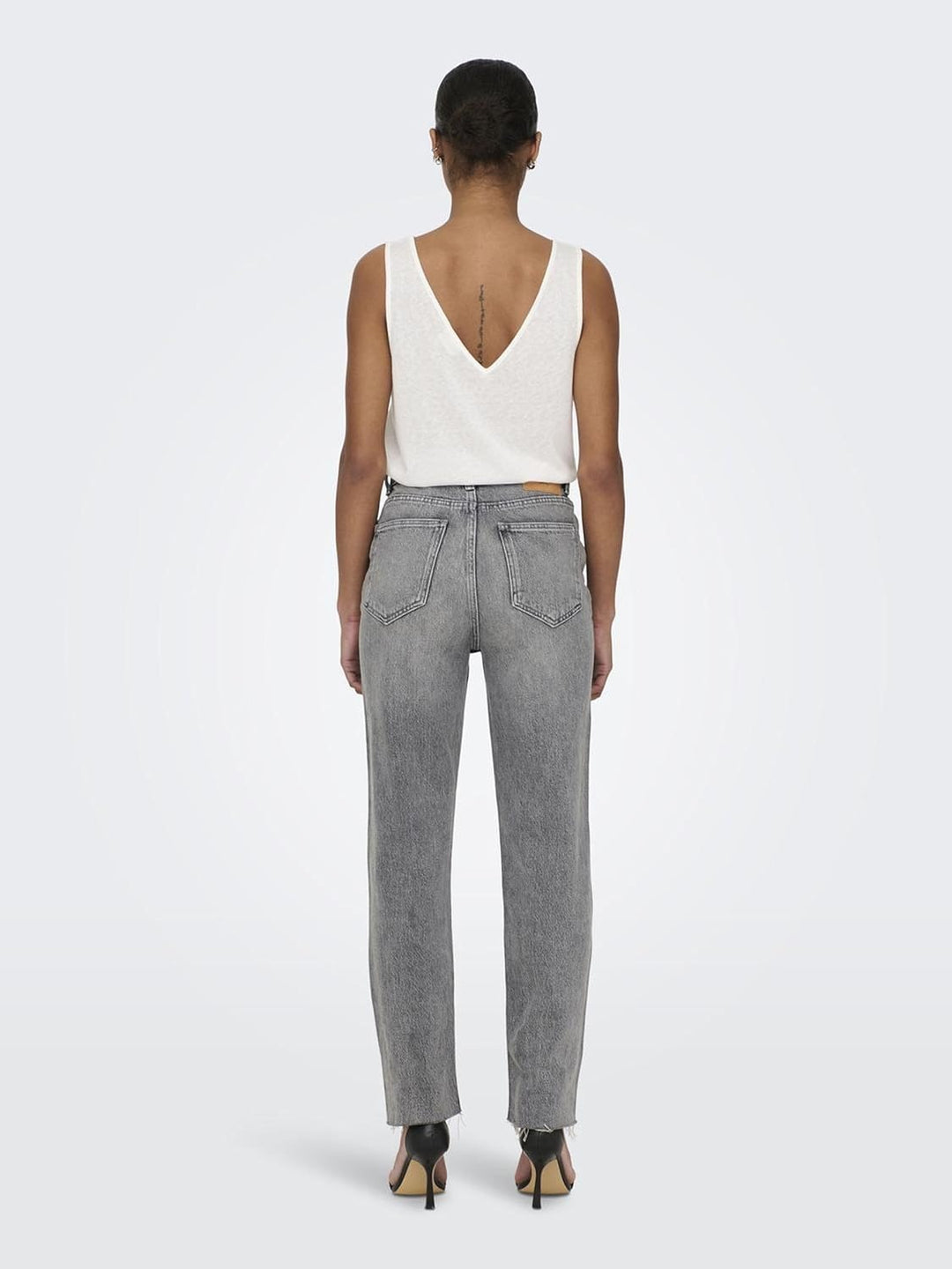 ONLY Female Straight-Fit Jeans ONLEMILY Hohe Taille Gerade geschnitten Jeans 25W / 32L Grey Denim, 2