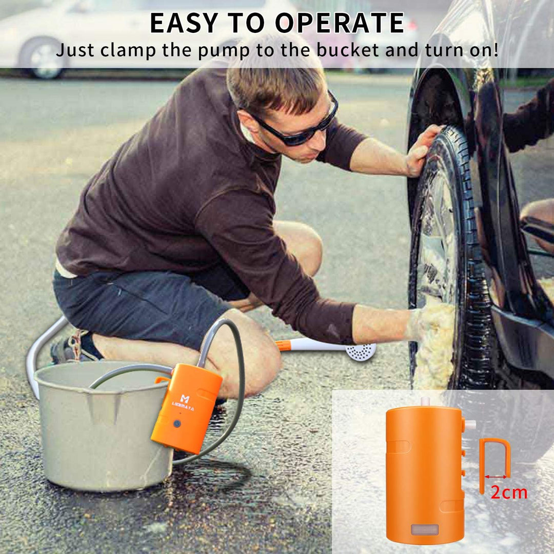 LIEBMAYA 12V Tragbare Aussendusche, Outdoor Dusche, Campingdusche eingebauter 4400mAh Batterien Ange