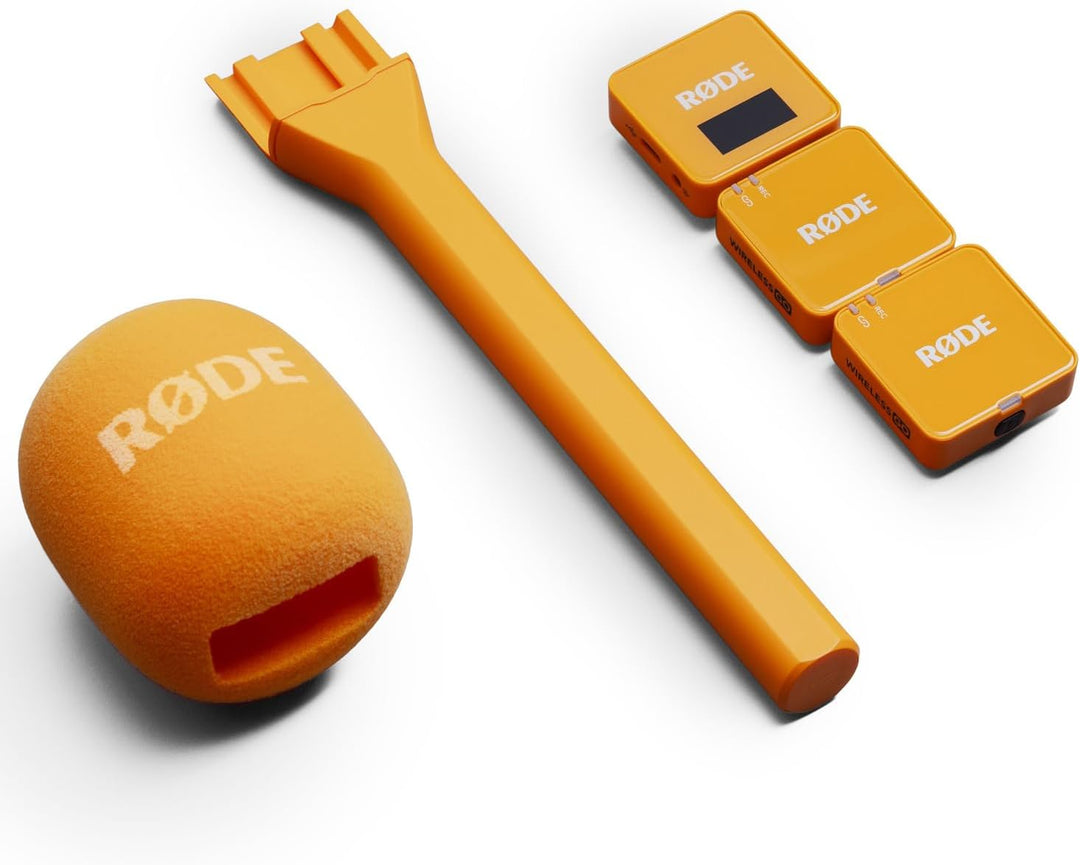 Rode Wireless GO Gen 3 Drahtloses 2-Kanal Mikrofon-Funksystem Orange mit Interview GO Handadapter Or
