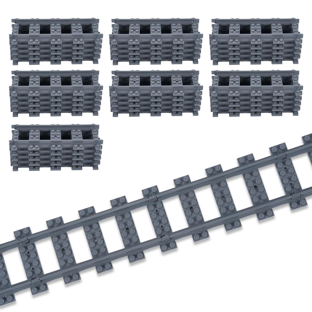 35 Stück Gerade Schienen Bausteine Set,APKLVSR City Schienen, City Zug Schienen Set,Spielzeug Eisenb