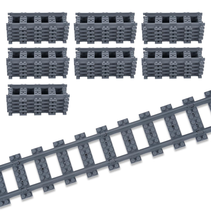35 Stück Gerade Schienen Bausteine Set,APKLVSR City Schienen, City Zug Schienen Set,Spielzeug Eisenb